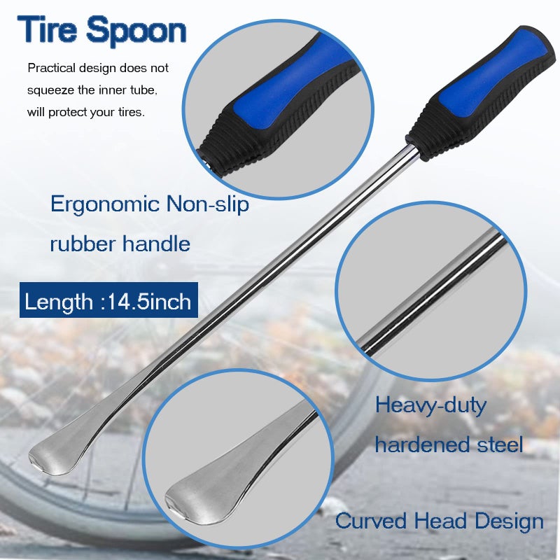WINTOWIN 14.5""Tire Spoons Motorcycle Dirt Bike Tire Changing Tools Iron Set  Tire Spoon Levers Tire Changer Kit for ATV Lawn Mower with Tire Spoons  Rim Protector  Valve Tool  Valve Cap and Valve Cores - Image 4